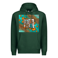 Sports Green Fall Autumn Leopard Serape Mama Premium Hoodie - LillyAllenDesigns
