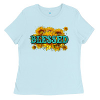 Glitter Blessed With Sunflowers Ladies Tee | Teevron