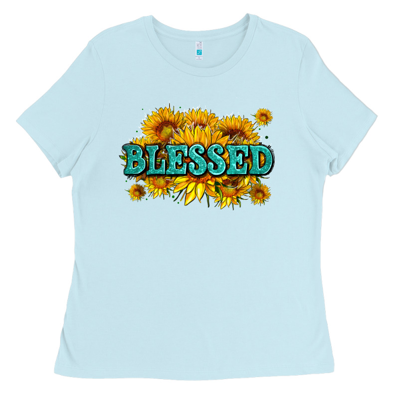 Glitter Blessed With Sunflowers Ladies Tee by AdoDesignShop | Teevron
