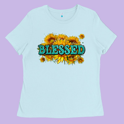 Glitter Blessed With Sunflowers Ladies Tee Designed By Adodesignshop