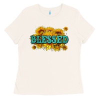 Bone glitter blessed with sunflowers Ladies Tee - AdoDesignShop