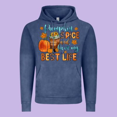 Pumpkin Spice And Livin  My Best Life Vintage Hoodie Designed By Zillion Design Studio