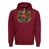 Burgundy western horse horseshoe roses sunflowers serape leopard Zipper Hoodie - Artiststas