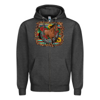 Charcoal Heather western horse horseshoe roses sunflowers serape leopard Zipper Hoodie - Artiststas