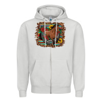 Dove Grey western horse horseshoe roses sunflowers serape leopard Zipper Hoodie - Artiststas