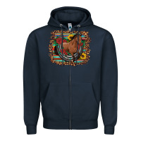 Navy western horse horseshoe roses sunflowers serape leopard Zipper Hoodie - Artiststas