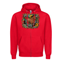 Red western horse horseshoe roses sunflowers serape leopard Zipper Hoodie - Artiststas