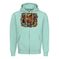 Seafoam western horse horseshoe roses sunflowers serape leopard Zipper Hoodie - Artiststas
