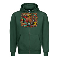 Sports Green western horse horseshoe roses sunflowers serape leopard Zipper Hoodie - Artiststas