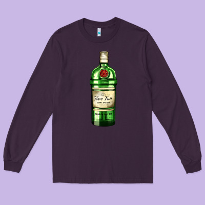 Have Fun Gin Bottle Long Sleeve Tee Designed By Adodesignshop