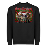 Black merry christmas heifer Heavyweight Sweatshirt - RanaPortraitStore