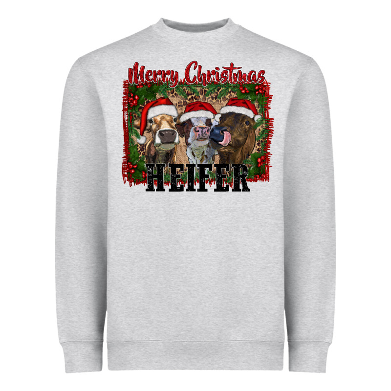Merry Christmas Heifer Heavyweight Sweatshirt by RanaPortraitStore | Teevron