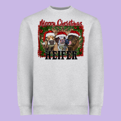 Merry Christmas Heifer Heavyweight Sweatshirt Designed By Ranaportraitstore