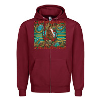Burgundy western horse horseshoe roses gemstones glitter wooden Zipper Hoodie - Artiststas