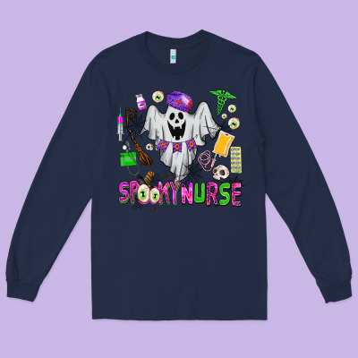 Spooky Nurse Long Sleeve Tee Designed By Adodesignshop