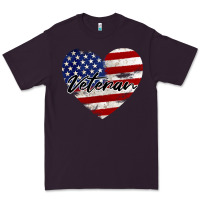 Plum veteran heart american flag Premium Tee - BarkalooDesign