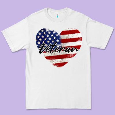 Veteran Heart American Flag Premium Tee Designed By Barkaloodesign