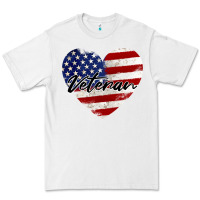 White veteran heart american flag Premium Tee - BarkalooDesign