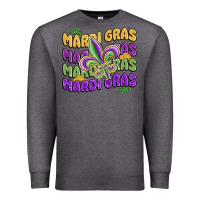 Charcoal Heather mardi gras with fleur de lis Premium Sweatshirt - MaliasSmallBusiness