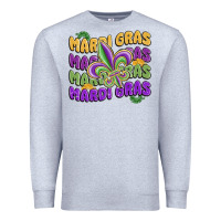 Heather Grey mardi gras with fleur de lis Premium Sweatshirt - MaliasSmallBusiness