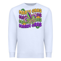 White mardi gras with fleur de lis Premium Sweatshirt - MaliasSmallBusiness