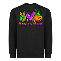 Black peace love halloween Heavyweight Sweatshirt - Zillion Design Studio