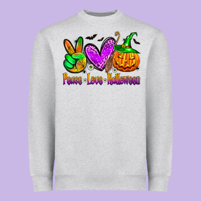 Peace Love Halloween Heavyweight Sweatshirt Designed By Zillion Design Studio