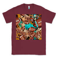 Burgundy football cactus sunflower seamless pattern Classic Tee - JahusDesignShop