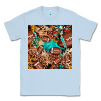 Dusty Blue football cactus sunflower seamless pattern Classic Tee - JahusDesignShop