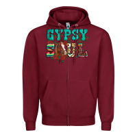Burgundy western gypsy soul horse roses serape aztec leopard Zipper Hoodie - Artiststas