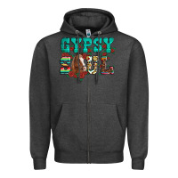 Charcoal Heather western gypsy soul horse roses serape aztec leopard Zipper Hoodie - Artiststas