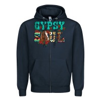 Navy western gypsy soul horse roses serape aztec leopard Zipper Hoodie - Artiststas