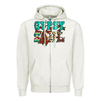 Oatmeal Heather western gypsy soul horse roses serape aztec leopard Zipper Hoodie - Artiststas