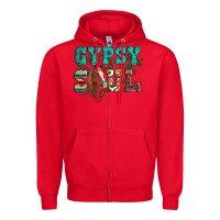Red western gypsy soul horse roses serape aztec leopard Zipper Hoodie - Artiststas