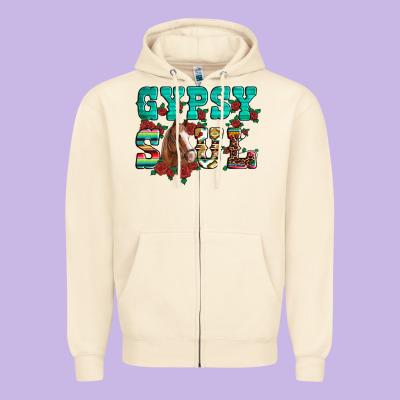 Western Gypsy Soul Horse Roses Serape Aztec Leopard Zipper Hoodie Designed By Artiststas
