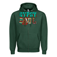 Sports Green western gypsy soul horse roses serape aztec leopard Zipper Hoodie - Artiststas