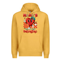 Mustard skater heart valentines day art Premium Hoodie - LillyAllenDesigns