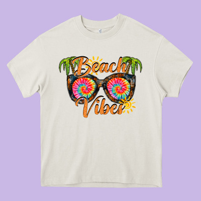 Beach Vibes Heavy Core Tee Designed By Racoondesign