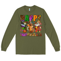 Army Green happy hallothanksmas Long Sleeve Tee - AdoDesignShop