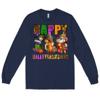 Navy happy hallothanksmas Long Sleeve Tee - AdoDesignShop