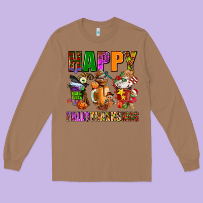 Happy Hallothanksmas Long Sleeve Tee Designed By Adodesignshop
