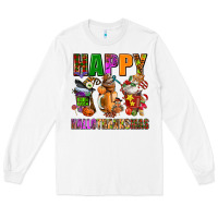 White happy hallothanksmas Long Sleeve Tee - AdoDesignShop