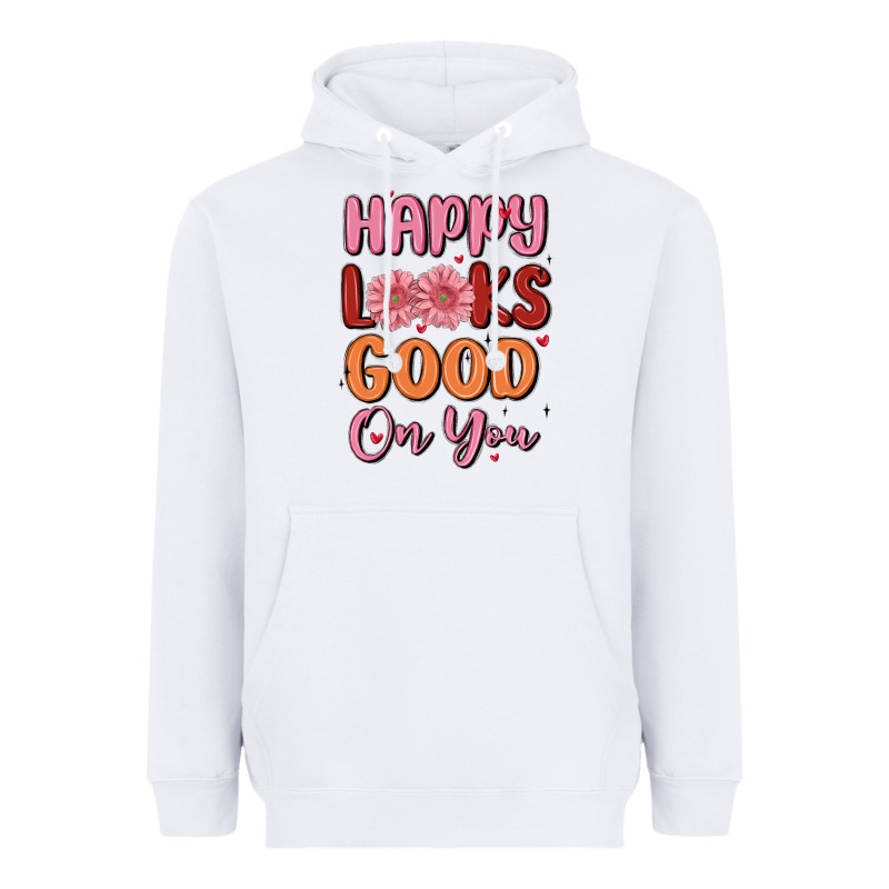 Happy Looks Good On You Heavyweight Hoodie by MaliasSmallBusiness | Teevron