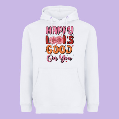 Happy Looks Good On You Heavyweight Hoodie Designed By Maliassmallbusiness