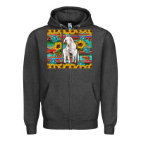 Charcoal Heather goats mom and baby sunflowers gemstones serape leopard glitter wooden Zipper Hoodie - Artiststas