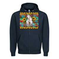 Navy goats mom and baby sunflowers gemstones serape leopard glitter wooden Zipper Hoodie - Artiststas