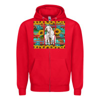 Red goats mom and baby sunflowers gemstones serape leopard glitter wooden Zipper Hoodie - Artiststas