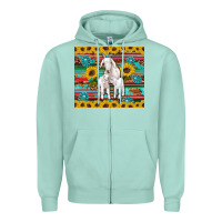 Seafoam goats mom and baby sunflowers gemstones serape leopard glitter wooden Zipper Hoodie - Artiststas