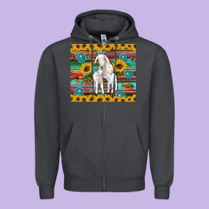 Goats Mom And Baby Sunflowers Gemstones Serape Leopard Glitter Wooden Zipper Hoodie Designed By Artiststas
