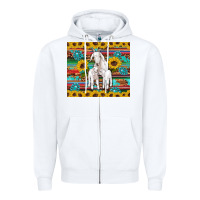 White goats mom and baby sunflowers gemstones serape leopard glitter wooden Zipper Hoodie - Artiststas